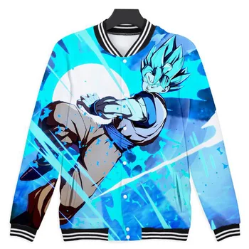 

Winter Mens Coats and Jackets Dragon Ball Z 3D Baseball Jackets Men and Women Stand Collar zip up Bomber Jacket Outwear Big Size