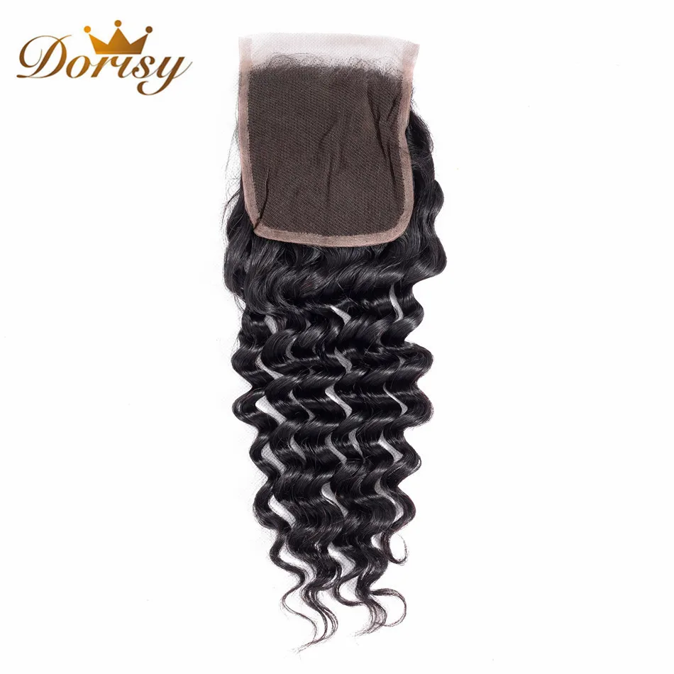 Dorisy Hair Malaysian Deep Wave 4 Bundles With Closure Non-Remy Human Hair Bundles With Closure Hair Extensions