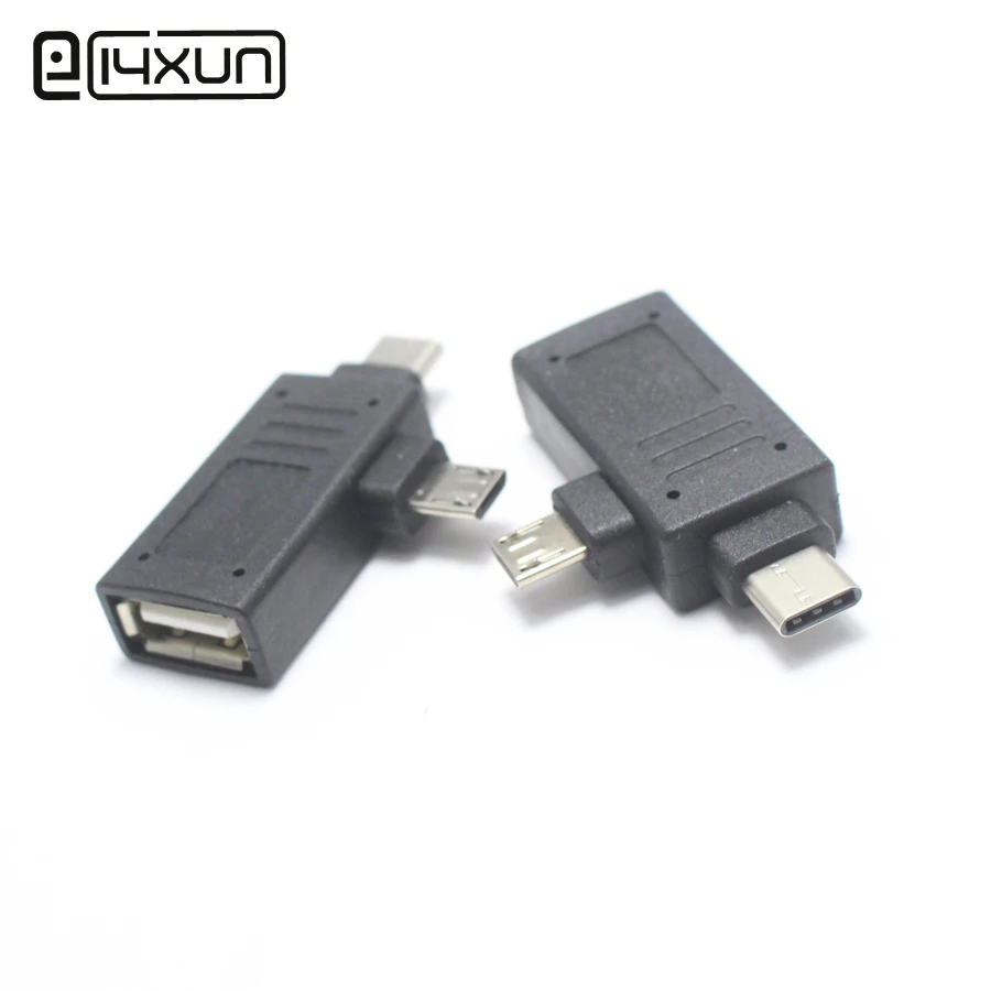 

EClyxun USB 3.1 Type C + Micro USB Male Plug to USB 2.0 Female jack OTG Connector Adapter for Data Line Phone U Disk