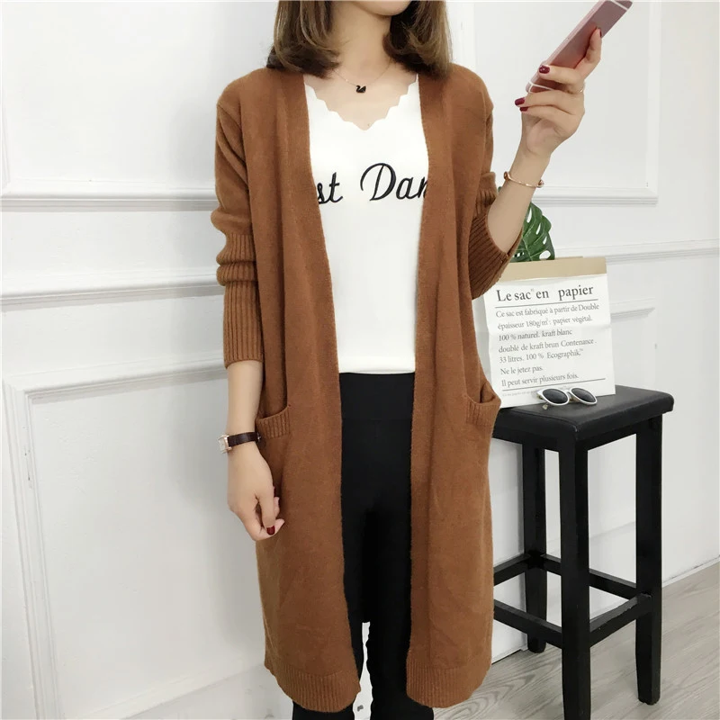 Women Autumn Open Stitch Cardigan 7 Colors Available Knitted High Quality Ladies Outwear Sweater Long Cardigans