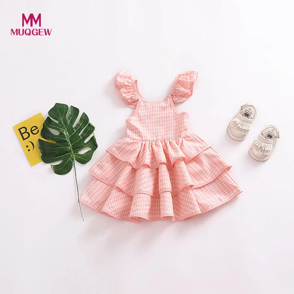 

girls summer floral dress princess Toddler Baby Girl Plaid Straps Outfits Ruffles Sleeveless Sundress Dress Clothes robe pour