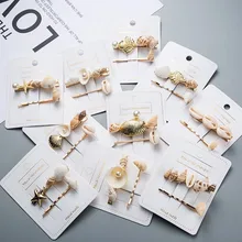 Женские заколки в виде раковины в богемном стиле, 2 шт., заколки в богемном стиле с искусственным жемчугом, заколки для волос, ювелирные изделия, аксессуары для волос, заколка