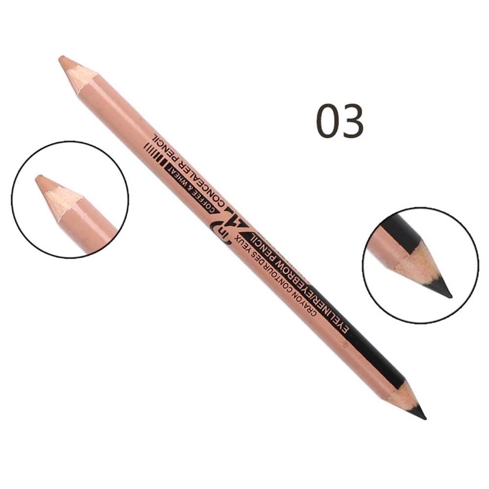 New Double-headed Black Eyeliner Creative Easy To Wear Dual-use Eyebrow Pencil+ Portable Durable Waterproof Concealer Pen TSLM2