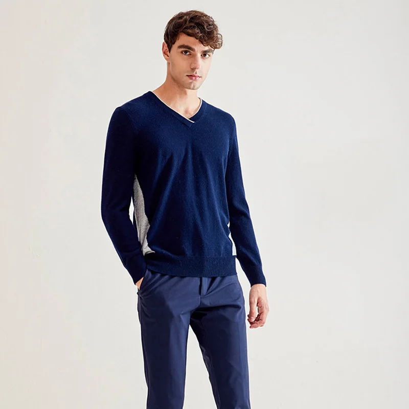 ZHILI Men's V-Neck Pullover Cashmere Sweater