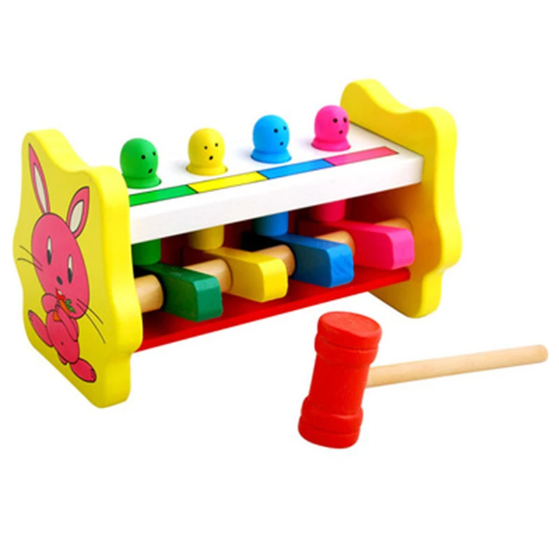 Деревянный игрушечный молоток мультфильм животных Knock Oyuncak ребенок цвет