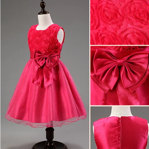New Girls Dress Princess Dress Children Party Wear Veil Big Bow Flower Girl Wedding Dress