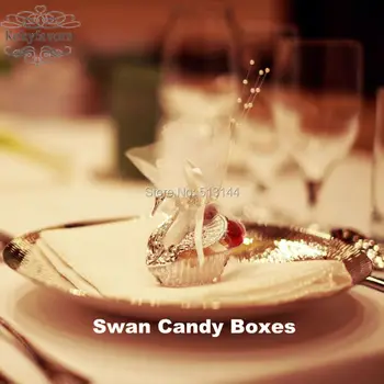 

FREE SHIPPING 24PCS Elegant Swan Candy Boxes Faveurs de Mariage Wedding Candy Holders Bridal Shower Party Reception Decoration
