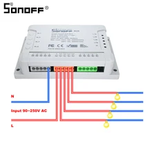 Itead Sonoff 4CH R2 4 канала 4 банды 10 А дистанционный светильник переключатель Wifi беспроводное управление 4 устройства Alexa Умный Google домашняя Автоматизация