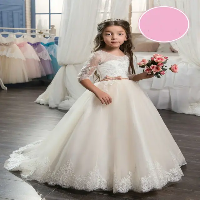 3/4 Sleeve Flower Girl Dress
