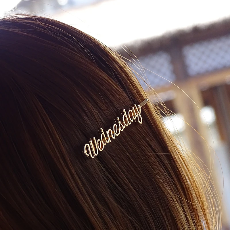 XDPQQ простая шпилька для волос, женский головной убор, заколка для волос с записью времени, милые аксессуары для волос для девочек с надписью «Monday to Sunday», боковая Заколка Для Девочек