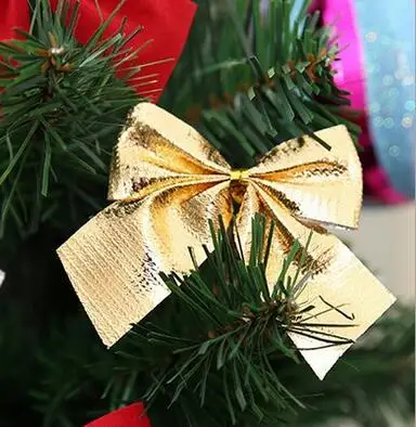 Рождественские елочные украшения, рождественские украшения, 12 шт./партия, рождественские украшения для дома, Рождественский бантик - Цвет: gold