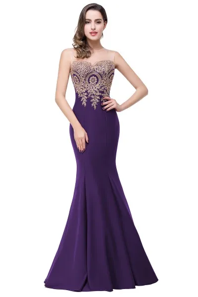 Элегантные фиолетовые длинные свадебные платья русалки Сексуальная аппликация пригласительные на свадьбу платье vestido madrinha - Цвет: 262 Purple
