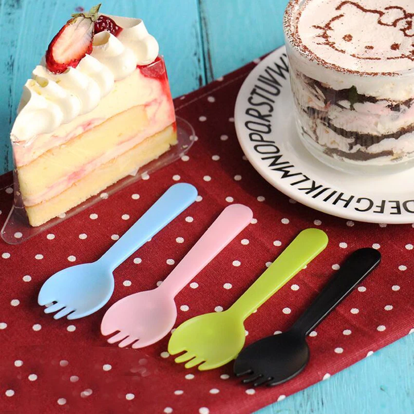 

50pc Plastic Mini Spoons Dessert Serving Tool Disposable Ice Cream Plastic Spoons 11.5*3cm New