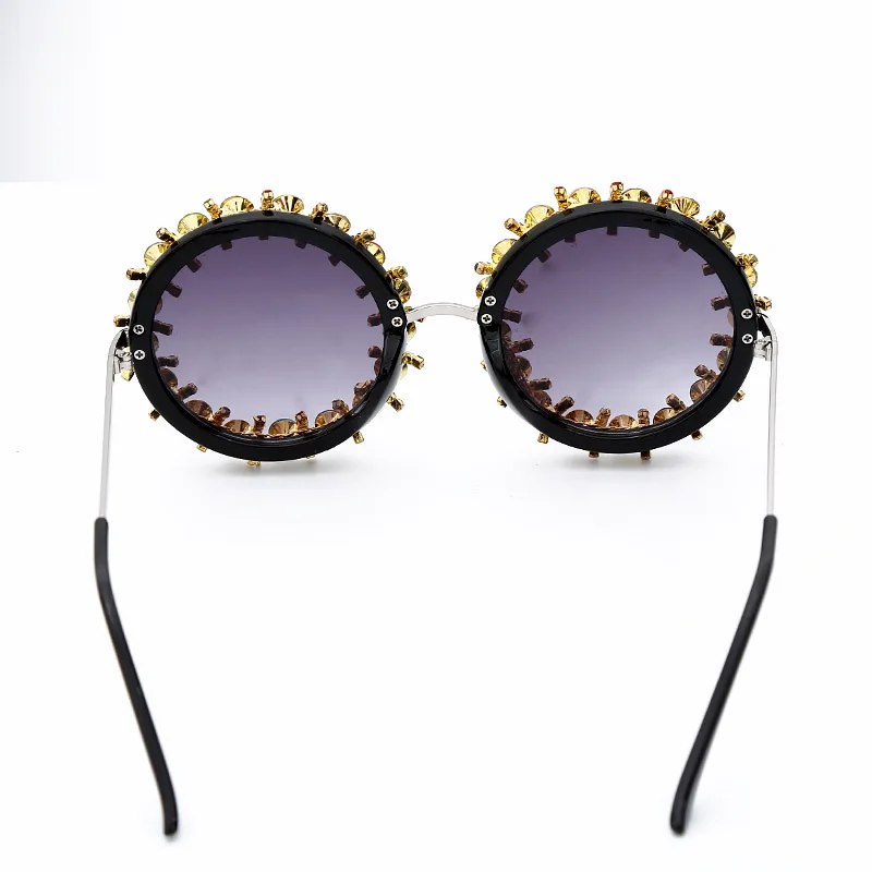 Сексуальные круглые хрустальные солнцезащитные очки для женщин с бриллиантами UV400 зеркальные линзы Роскошные брендовые негабаритные женские очки винтажные