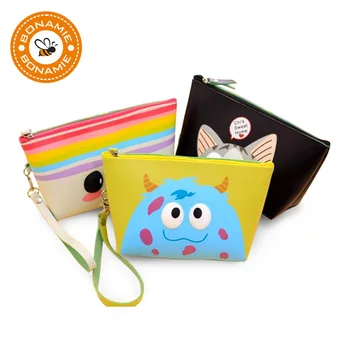 

BONAMIE Lovely Cartoon PU Cosmetic Bag Casual Toiletry Kit Girl Beauty Waterproof Travel Makeup Bag Multifunction Beach Hand bag