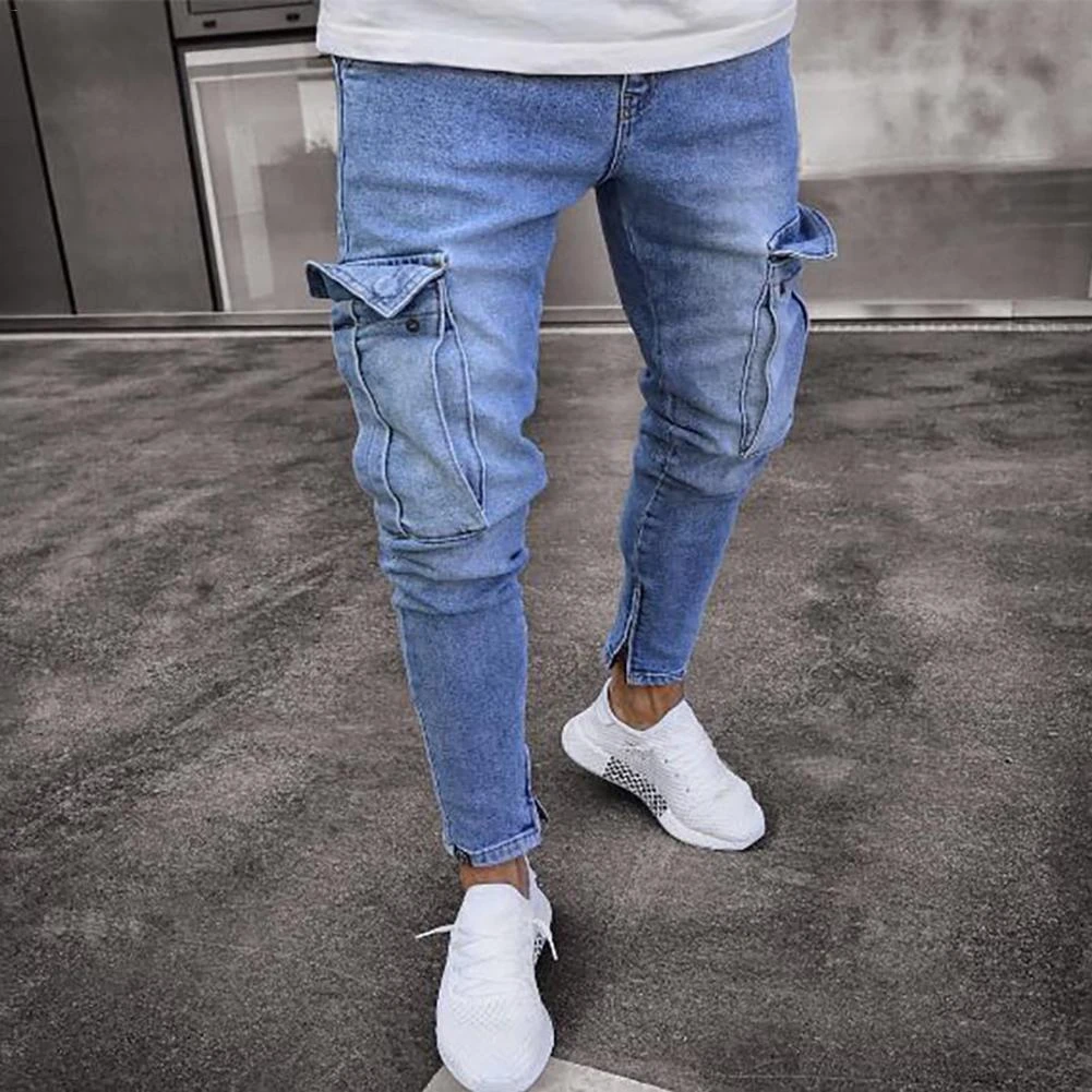 Los hombres de los pantalones vaqueros tendencia rodilla agujero pies pantalones 2018 calle hombres rodilla eversión gran agujero los hombres jeans y ropa de pantalones|Pantalones vaqueros| - AliExpress