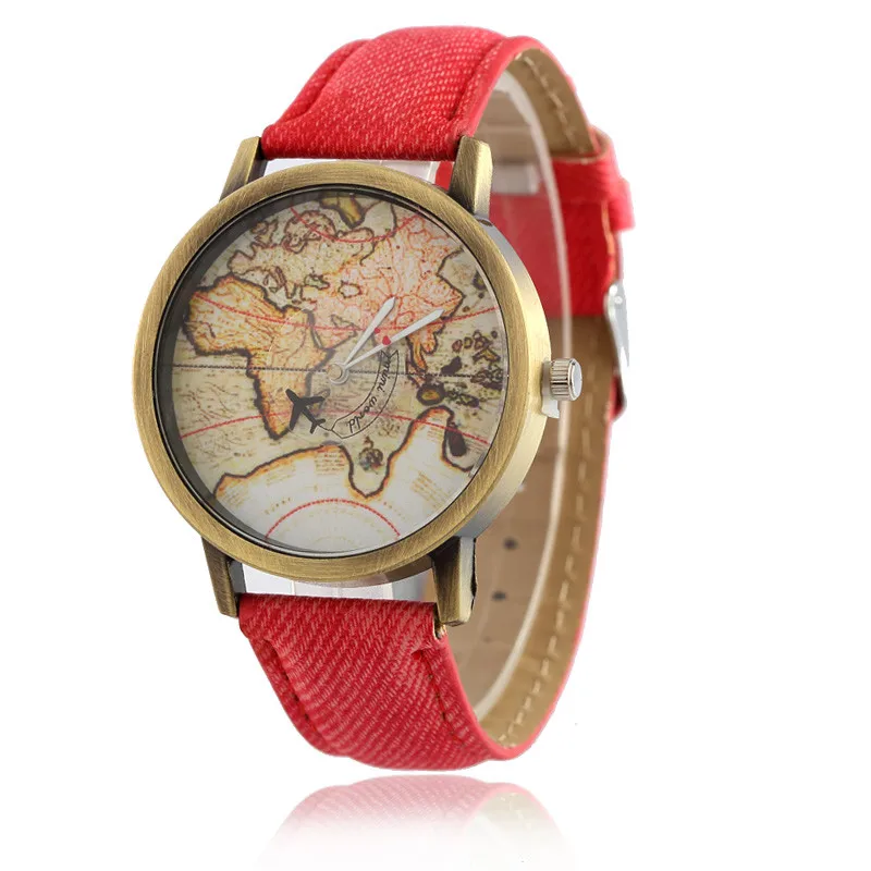 

Japan and South Korea foreign trade watch wholesale student personality watch world map cowboy belt Watch