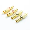 Conector macho de Audio de conector RCA chapado en oro, Protector de Cable de resorte de Metal, rojo y negro, 4 Uds./2 pares ► Foto 1/3