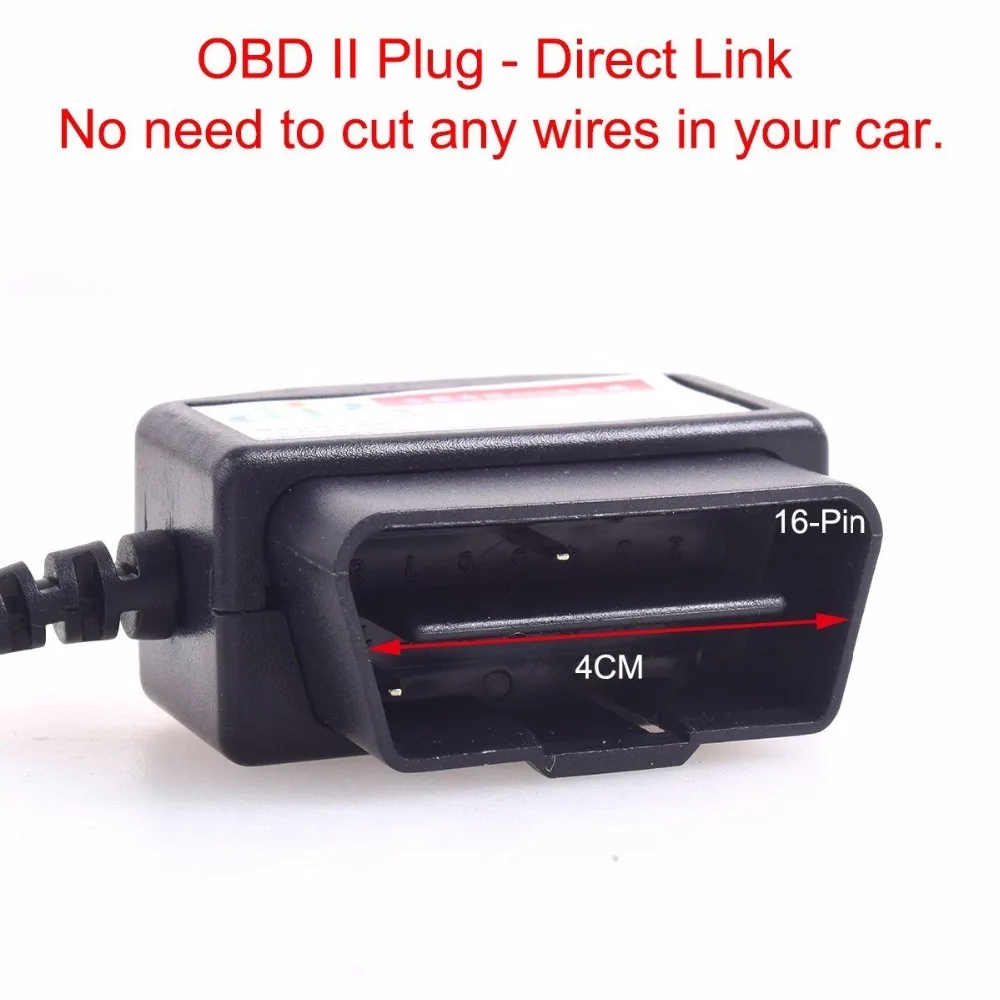 OBDII Charging Cable USB Car Charger Power Adapter OBD2 16pin Port Connector