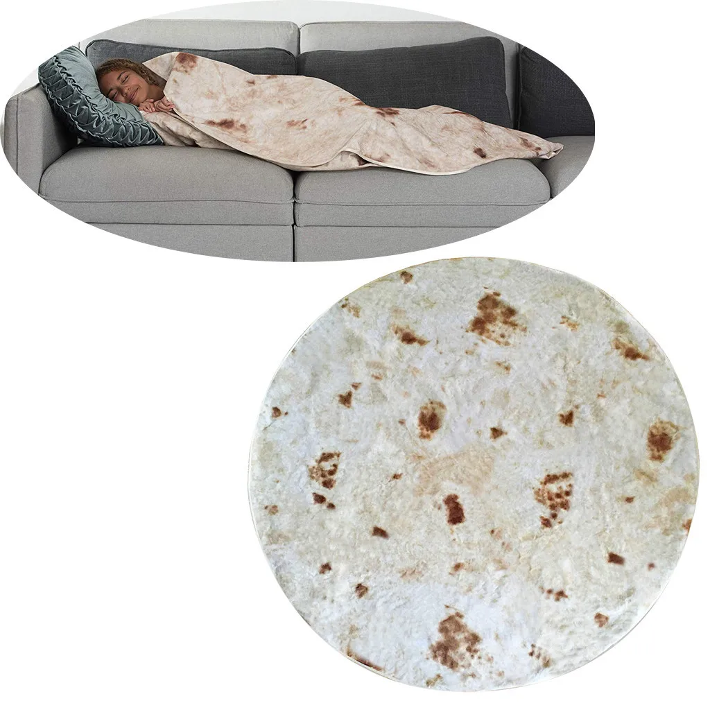 

Comfort Food Creations Burrito Wrap Novelty Blanket Perfectly Round Tortilla Home Decoration Wearable Mat Warm Soft Shawl 19Apr9