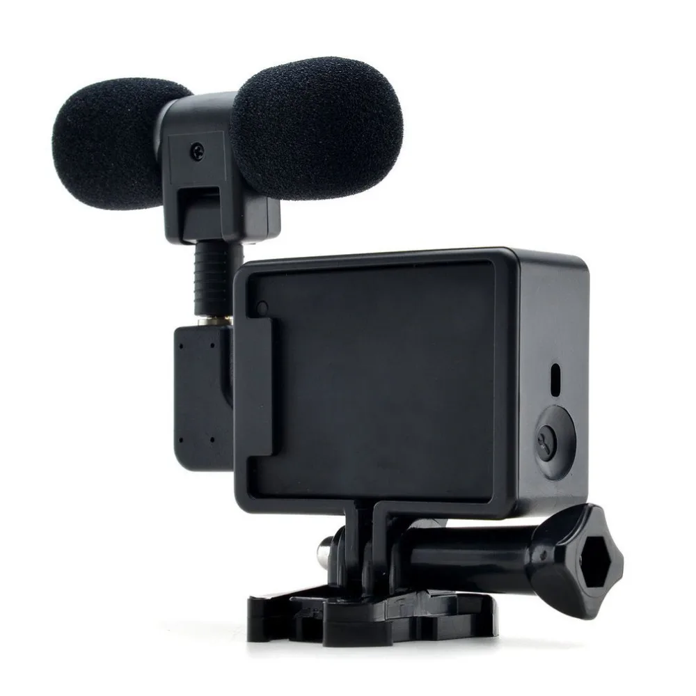 For Gopro Hero 3/3+/4 Mini Stereo Microphone Protective Frame Case Mount For Go Pro Action Camera 3.5mm No Noise mini Mic