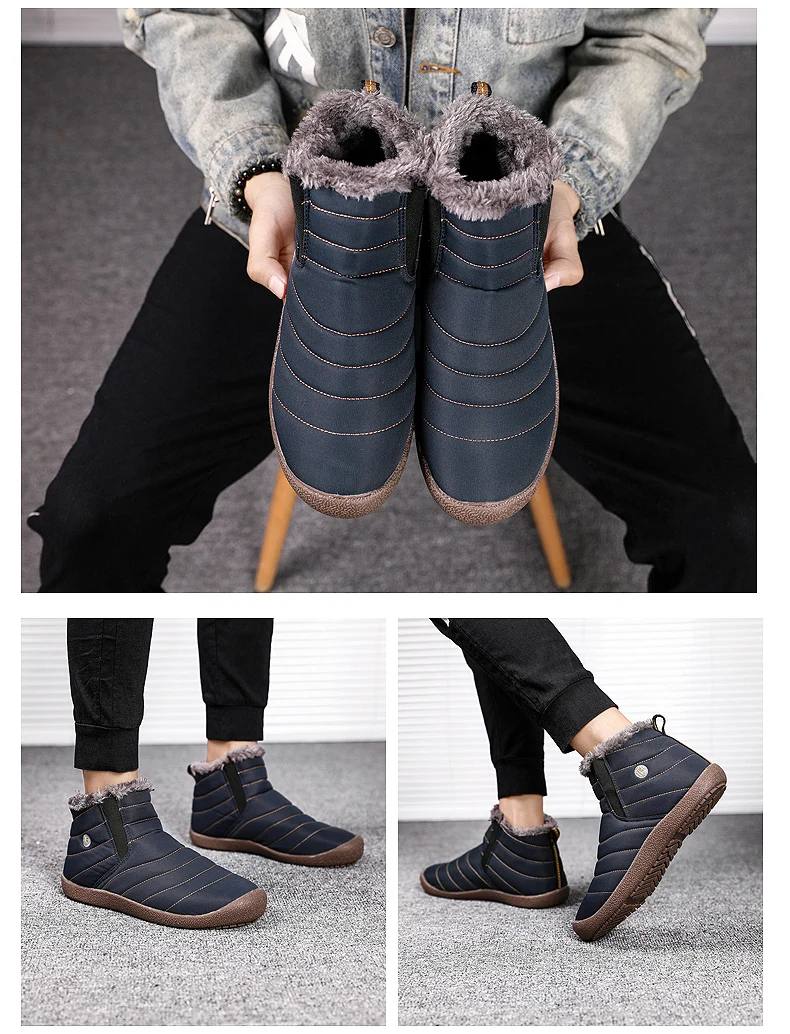 MVVT/мужские зимние ботинки размера плюс качественные зимние ботинки унисекс для мужчин; Водонепроницаемая зимняя обувь мужские ботильоны на меху; мужская обувь