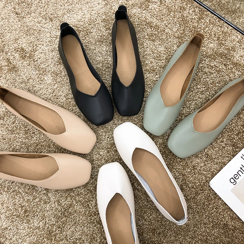 

Vabadus Soft Autumn Ballet Flats Moccasin Shoes Woman Solid Casual Comfort Loafers Round Toe Slip On Mother Glove Shoes yd719