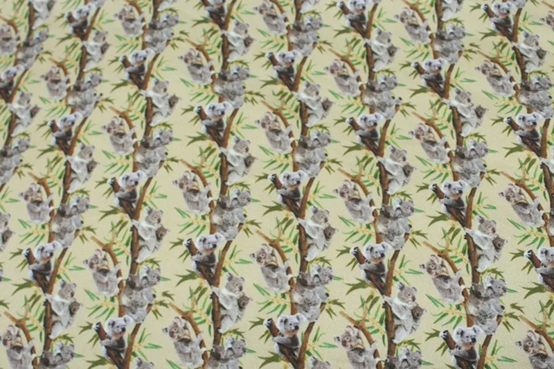 Полуметровая саржевая хлопковая ткань с принтом медведя коала, хлопок, ручная работа, CR-A372