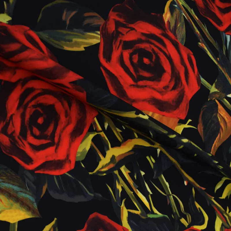 Розовая Королева Красная цифровая печать саржа сатин ткань для летнего платья telas por metros tissu au metre tissus tecido tela DIY