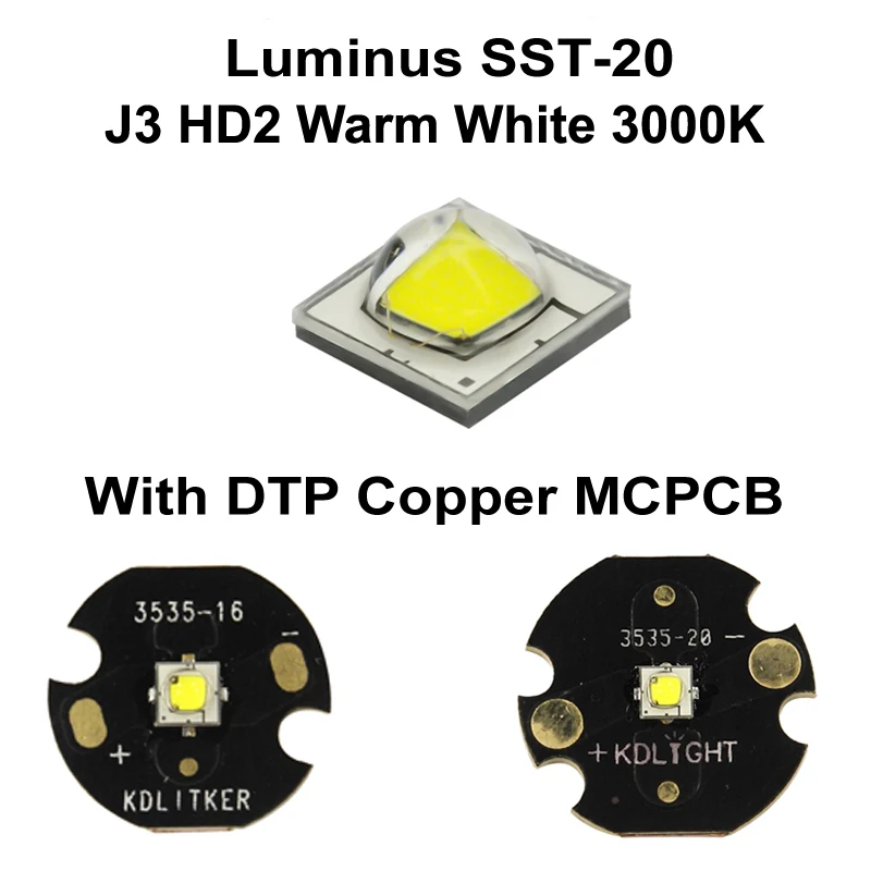 Яркий светодиодный излучатель с теплым белым светом 3000K 16 мм/20 мм DTP Copper MCPCB 1