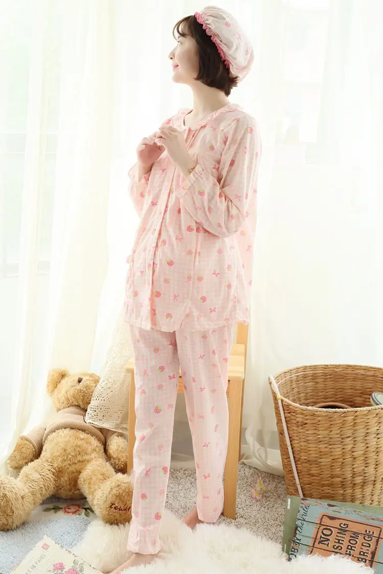 Полосатая хлопковая одежда из 2 предметов для беременных, пижама для кормящих, пижамы для кормящих, пижамы для беременных женщин