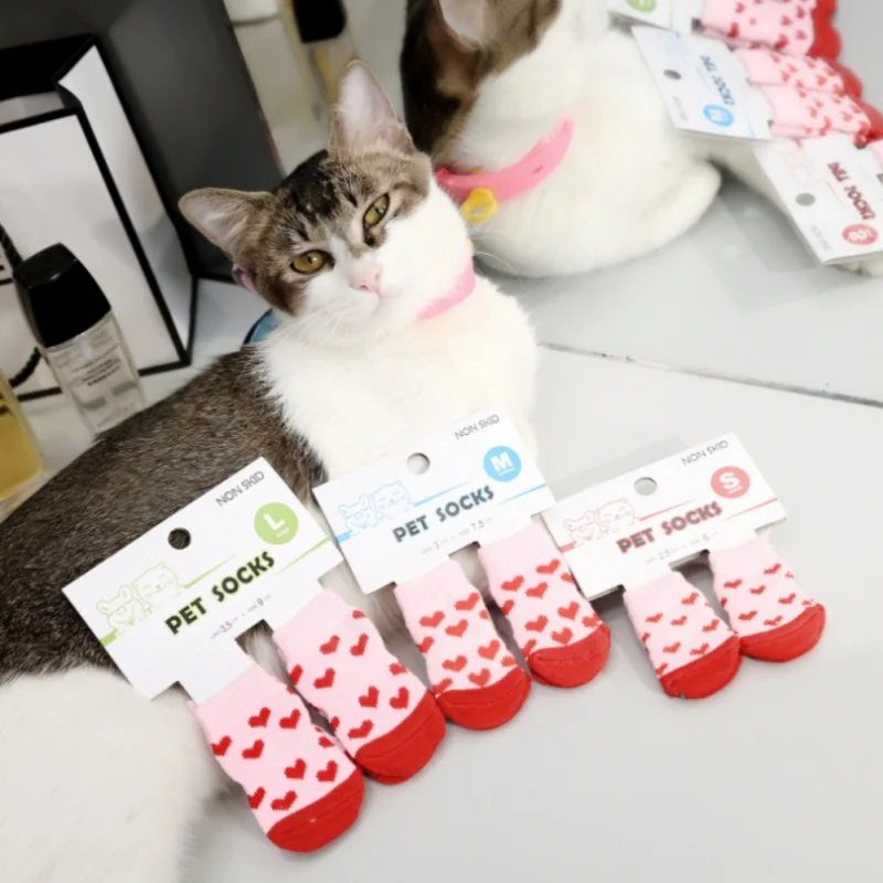 Pandada Chaussettes Antiderapantes Elastique En Coton Protection De Patte Pour Chat Chaton Chien Chiot