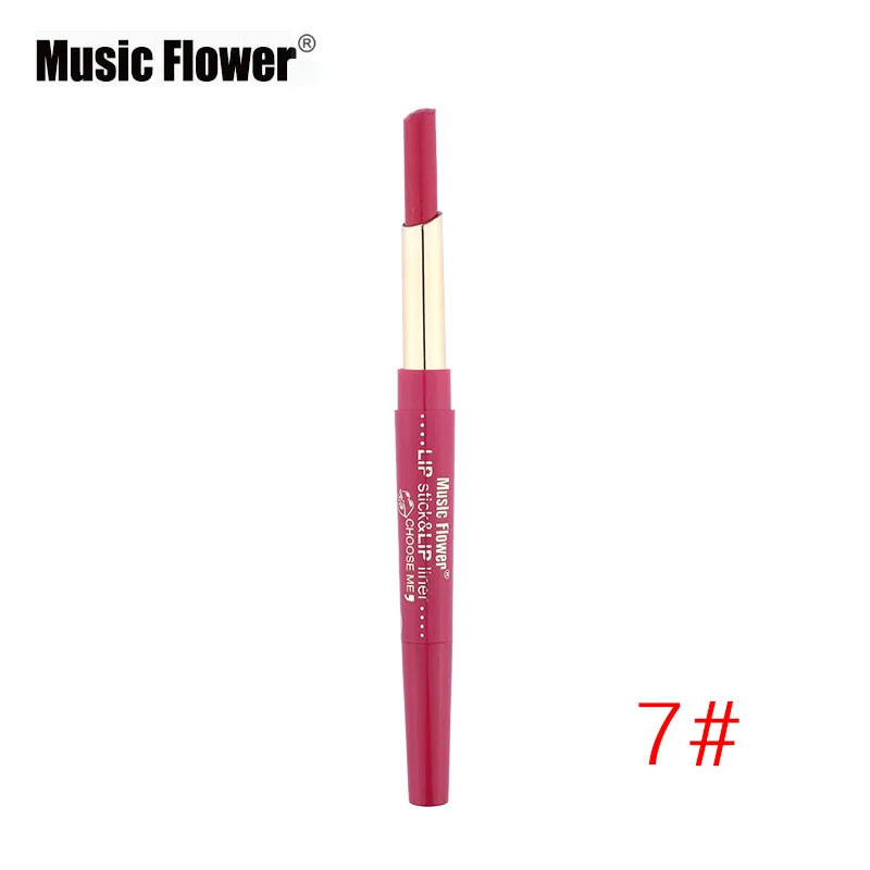 Музыка цветок Макияж губ 2 в 1 яркая матовая помада+ карандаш для губ увлажняющий Водостойкий карандаш для губ - Цвет: 07