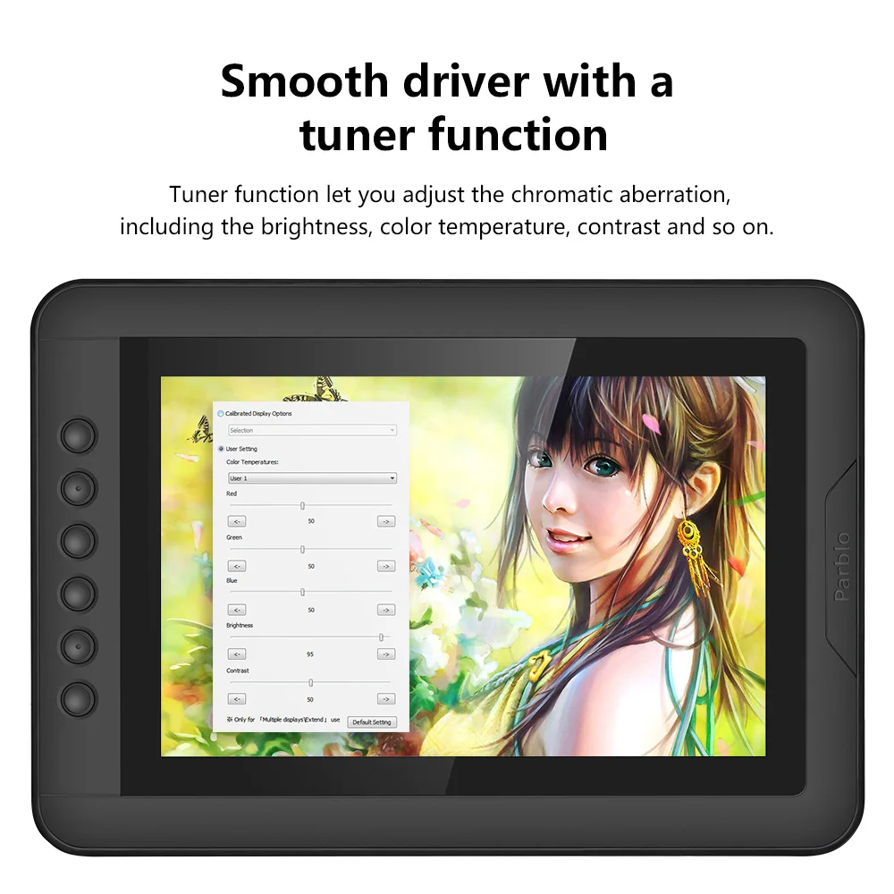  Parblo Mast10 10.1 inches Graphic Monitor with Shortcut Keys and Batteryless Pen Passive Stylus +Mi