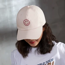 Хлопок улыбка вышивка Женская Бейсболка для улицы Лето папа шляпа мужская Бейсболка Шапки высокого качества