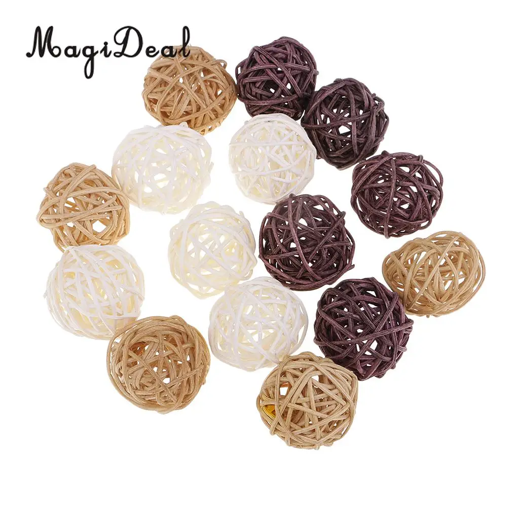 31pcs 3cm/5cm/7cm Mixed Colors Wicker Rattan Ball, Christmas Birthday Home Wedding Party Decorations DIY Ornaments Kids Toys