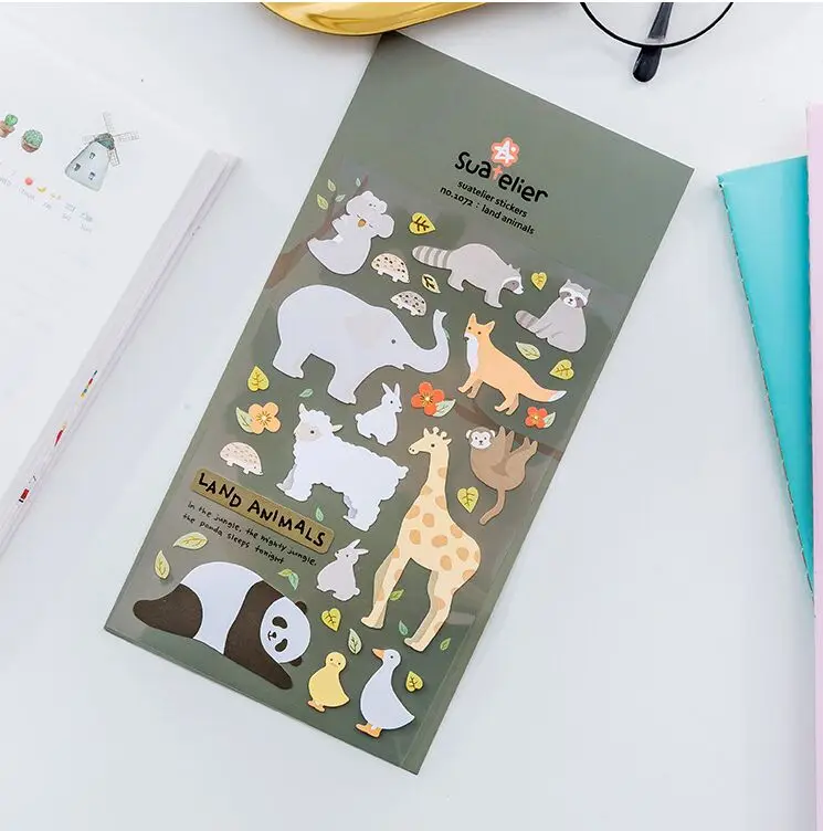 Lovely cartoon animals in the zoo Decorative PVC Stickers DIY Planner