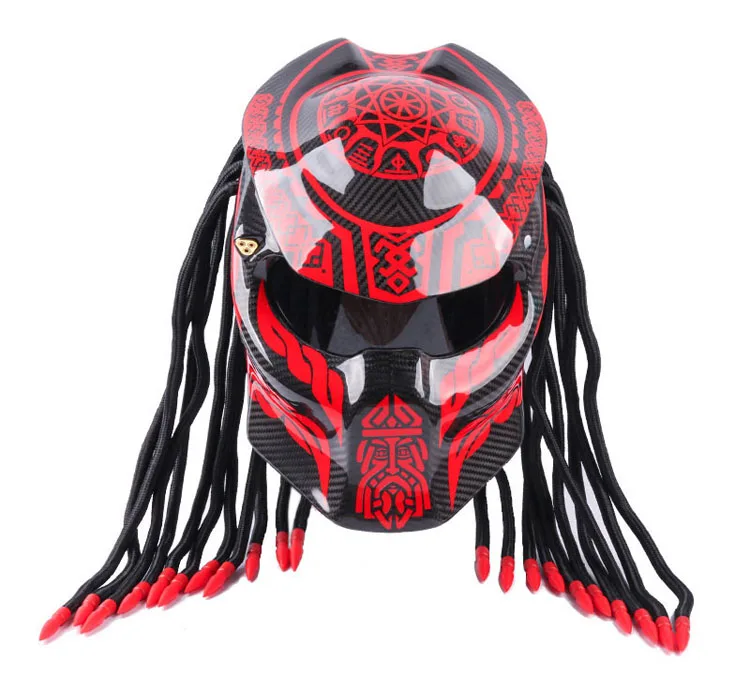 

DOT Carbon Fiber Motorcycle Helmet Full Face Iron Warrior Man Helmets Predator Motor