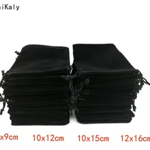 1 шт./лот 7x9 см x 10x12 см x 10x15 см 12 х 16 см черный мешок бархата мешочек на шнурке Бархатные Мешочки мешок для подарков, упаковка для ювелирных изделий Дисплей сумки