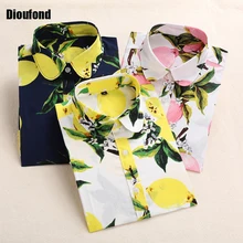 Dioufond Summer Floral font b Blouse b font Shirt font b Women b font Long Sleeve