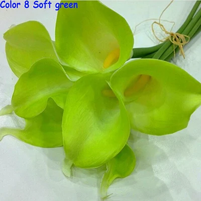 62 шт., искусственный цветок лилии Калла из искусственной кожи для свадьбы, центральные искусственные цветы для украшения дома, Цветочная композиция - Цвет: Color 8 Soft green
