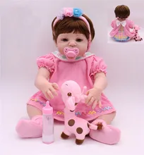 2019 Newest Girl Toys 55cm Silicone Reborn Dolls cute princess Baby Realistic Doll Reborn Boneca For Girls Bedtime Partners toy 55cm full silicone bebe reborn baby girl princess dolls lifelike alive doll with pink dress for child bath shower bedtime toy