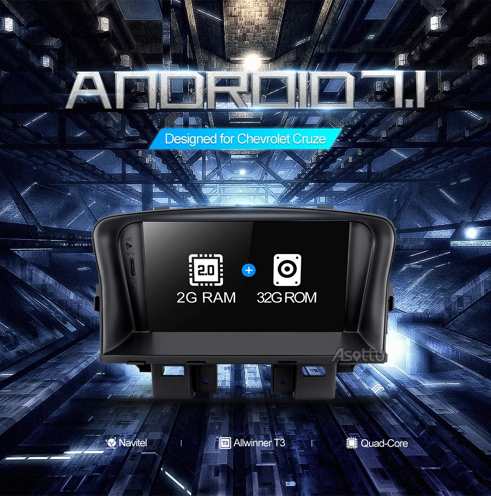 Excellent Asottu ZLKLZ7060 2G+32G Android 8.1 car dvd radio player For Chevrolet Cruze 2008 2009 2010 2011 2012 car dvd gps stereo player 0