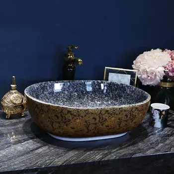 

Ceramic Tabletop Basin Oval Art Basin Washbasin sink Toilet Washbasin Simple Household Use ceramic wash basin bathroom sink