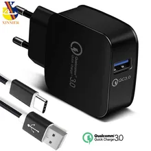 QC3.0 быстрое зарядное устройство 3,0 Для huawei p8 p9 p10 mate 10 honor 9 быстрое зарядное устройство 18 Вт Быстрое USB зарядное устройство для xiaomi 5 MI6 4A note4