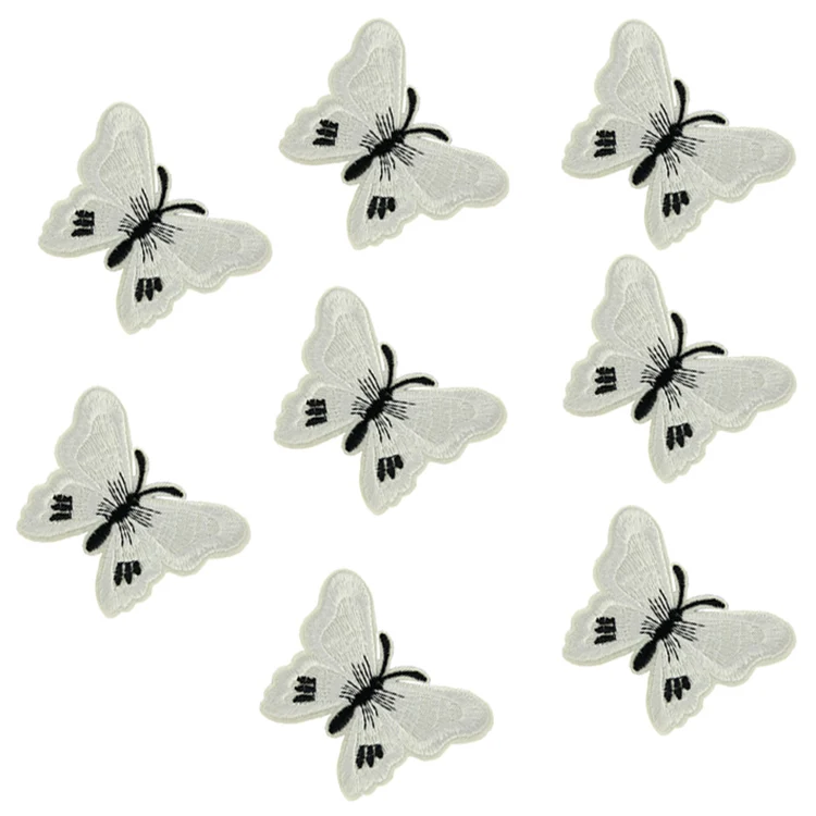 10 шт 7,3 см х 5,2 см белые нашивки «бабочки» железные или пришитые тканевые наклейки для одежды нашивки вышитые аппликации DIY