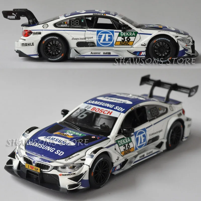 Diecast Car Model Toys 1:32 M4 DTM Racing Team Painting Pull Back Replica with Sound& Light