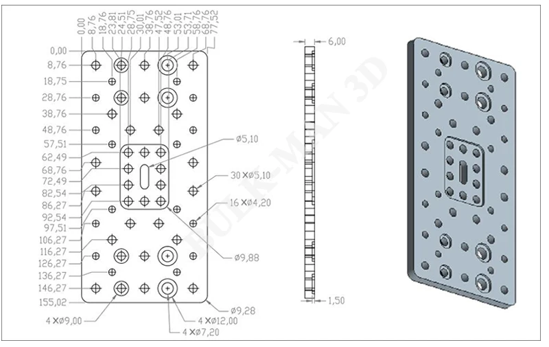 3d принтер алюминиевый сплав c-балка козловая пластина-двойная ширина для c-балки CNC Запчасти Аксессуары