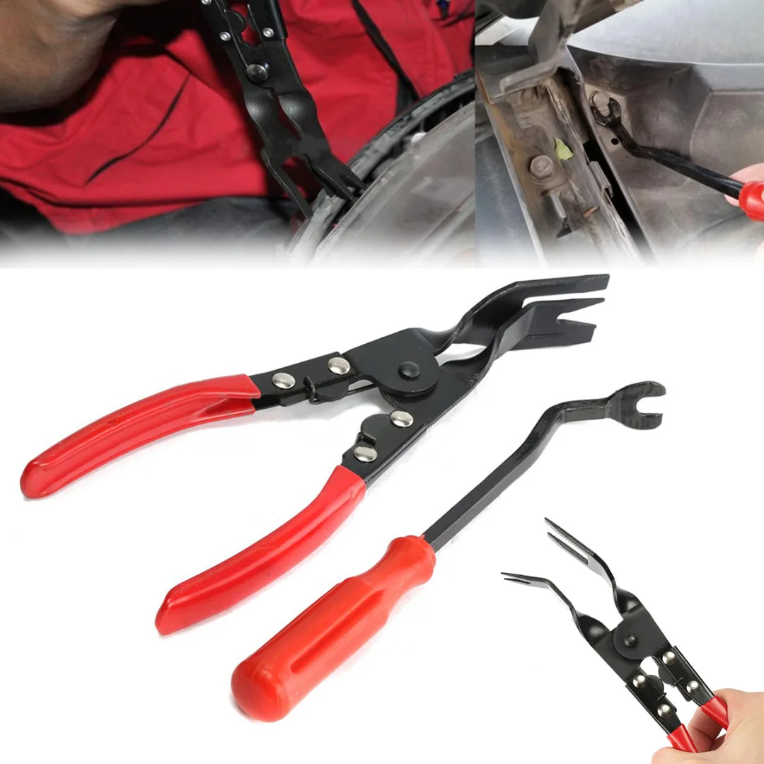 2pcs Car Door Card Panel Upholstery Remover Trim Staples Clip Quick Removal Pliers Pry Bar Tool Set Mayitr Hand Tools
