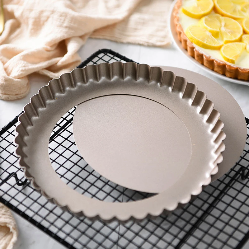 8 дюймов Tart Pan w Съемная основа антипригарная рифленая углеродистая сталь Quiche